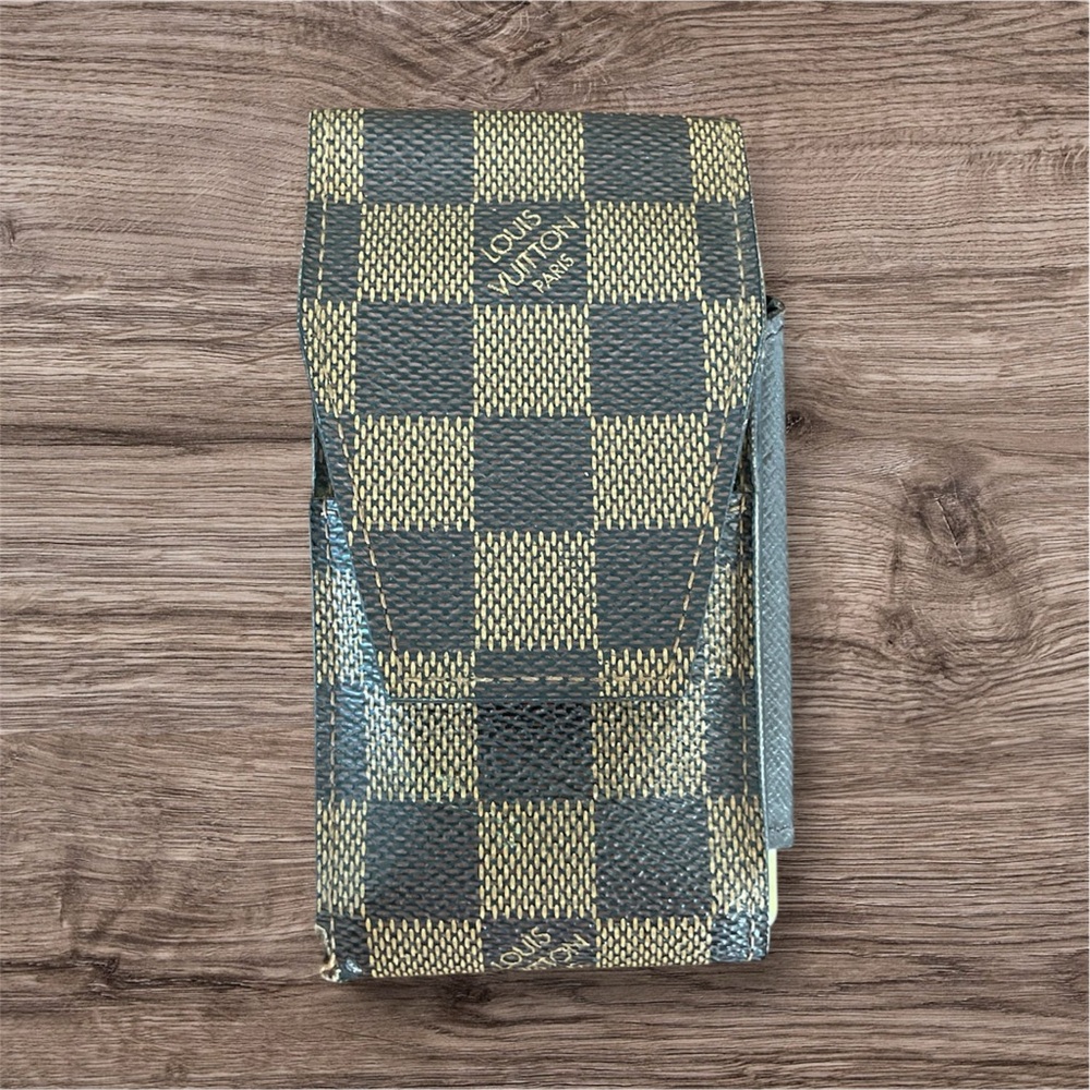 Authentic Louis Vuitton Checkered Cigarette Case - Black and Gold